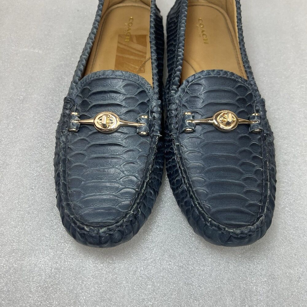 Coach Arlene Leather Loafer Alligator Pattern Teal Blue Womens Sz 11B Slip On - Picture 3 of 13
